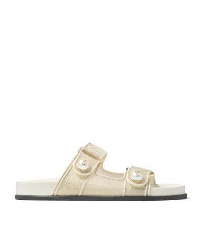 Jimmy Choo Fayence Pearly-button Slide Sandals In White