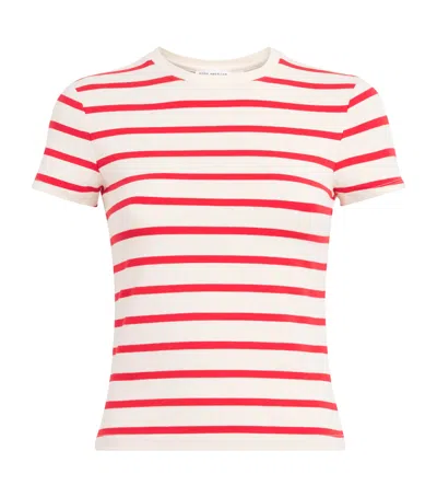Good American Super Stretch Baby Tee In Red & White Stripe In Red