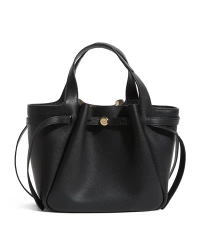 Tory Burch Romy Pebbled Satchel With Removable Shoulder Strap In Black