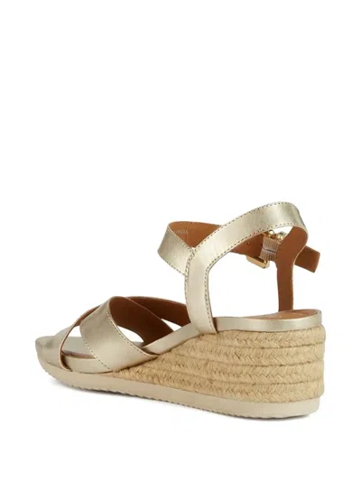 Geox Ischia Corda Crossover Wedge Espadrilles In Gold