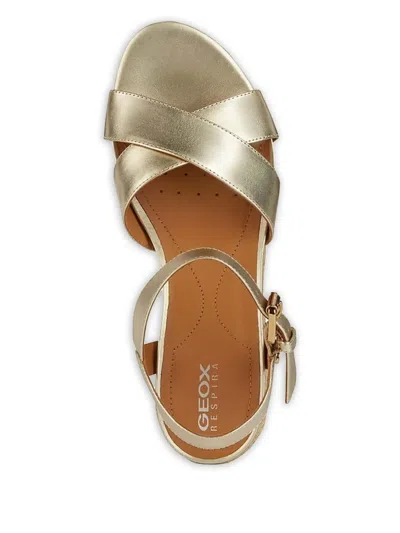Geox Ischia Corda Crossover Wedge Espadrilles In Gold
