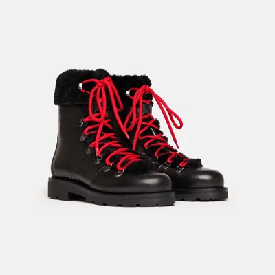 Scarosso Lace-up Shearling Boots In Black
