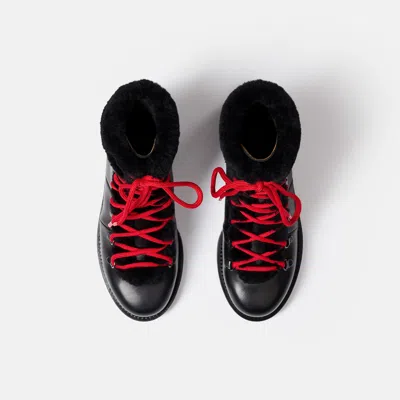 Scarosso Lace-up Shearling Boots In Black