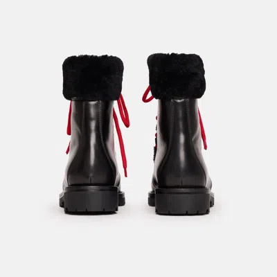 Scarosso Lace-up Shearling Boots In Black