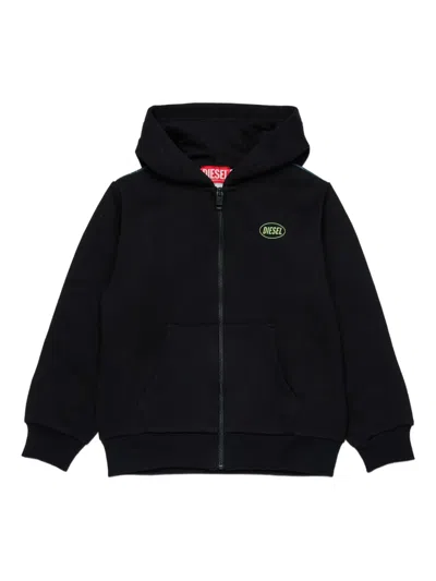 Diesel Zip-up Hoodie In Black