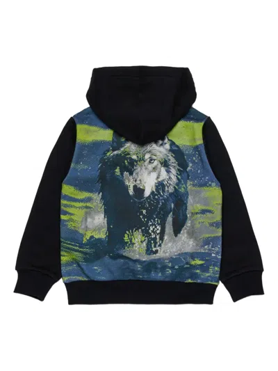 Diesel Zip-up Hoodie In Black