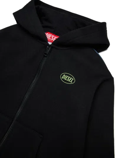 Diesel Zip-up Hoodie In Black