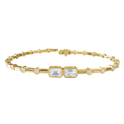 Diamond2deal 14k Yellow Gold 2 Carat Radiant Cut Lab Grown Diamond Link Bracelet 7" Vvs-vs In Yellow