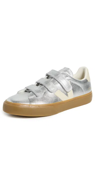 Veja Recife Leather Sneaker In Silver Pierre In Gray