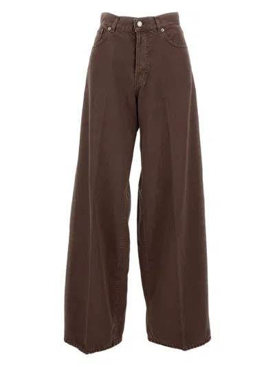 Haikure Wide-leg High Waist Trousers In Brown