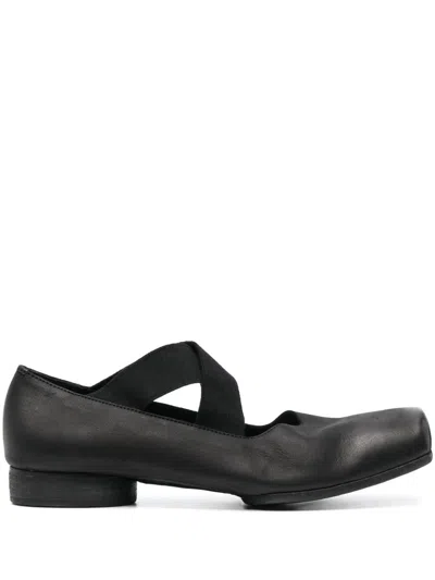 Uma Wang 23mm Square-toe Leather Ballerina Shoes In Black