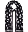 Alexander Mcqueen Skull Print Silk Crepe Scarf In Llack