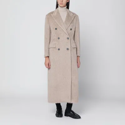 Tagliatore Beige Double-breasted Coat In Wool Blend In Multi