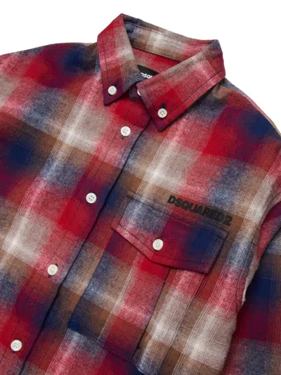 Dsquared2 Kids' Camicia In Flanella A Quadri In Multi