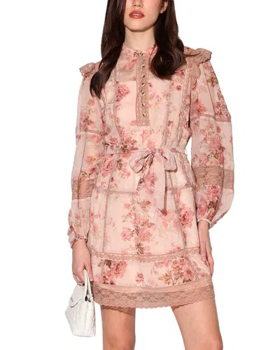 Walter Baker Angelica Floral Long Sleeve Dress In Nude