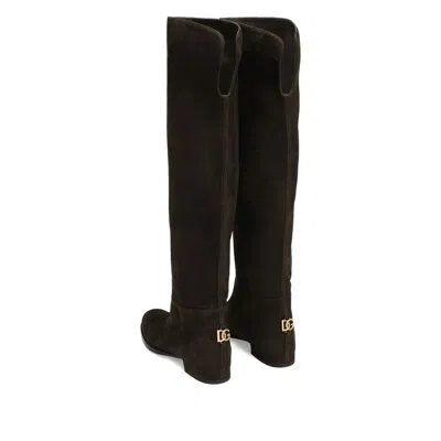 Dolce & Gabbana Dolce&gabbana High Suede Boot In Ebony Brown In Black