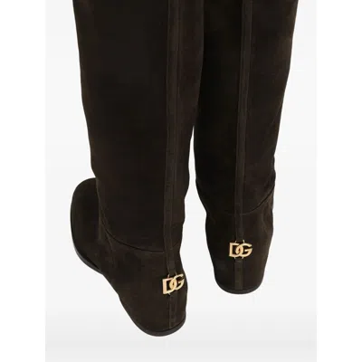 Dolce & Gabbana Dolce&gabbana High Suede Boot In Ebony Brown In Black