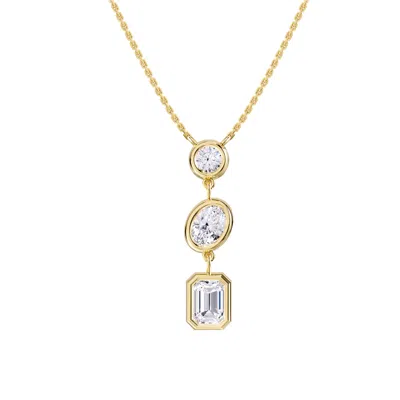 Diamond2deal 14k Yellow Gold 2.25 Ct Multi Shape Lab Grown Diamond Pendant Necklace 18" Chain Vvs-vs In Gold