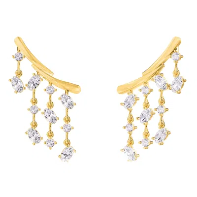 Diamond2deal 14k Yellow Gold 3 Ct Oval Cut Lab Grown Diamond Fancy Drop & Dangle Earrings Vvs-vs In Gold
