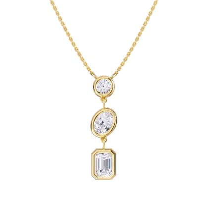 Diamond2deal 14k Yellow Gold 2.25 Ct Multi Shape Lab Grown Diamond Pendant Necklace 18" Chain Vvs-vs In Yellow