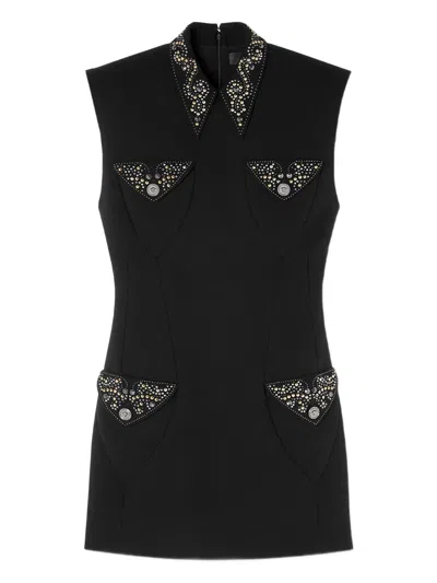 缀饰羊毛迷你连衣裙