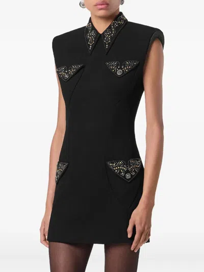 缀饰羊毛迷你连衣裙