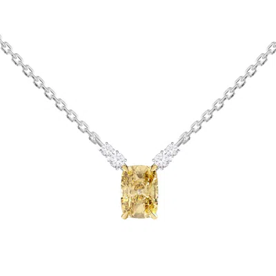 Diamond2deal 925 Sterling Silver 2.14 Ct Radiant Cut Lab Grown Diamond Pendant Necklace 18" Vvs2 In White