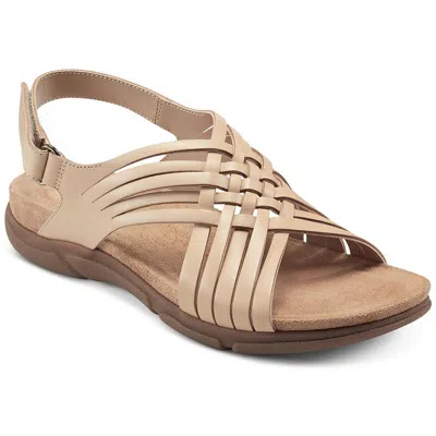 Easy Spirit Semar Womens Leather Slingback Flat Sandals In Brown