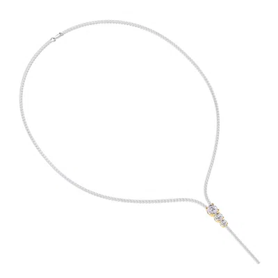 Diamond2deal 925 Sterling Silver 7 Ct Round Lab Grown Diamond Drop Necklace 18" Vvs-vs In White