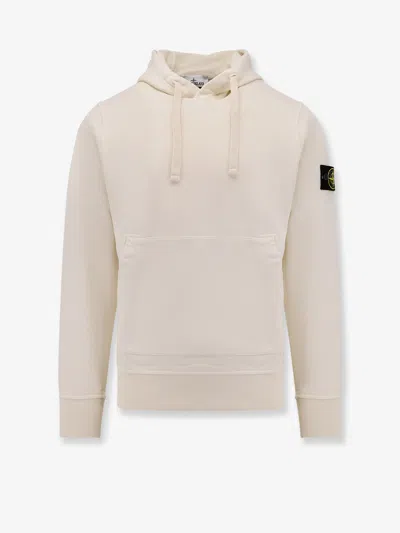 Stone Island Hooded Cotton Sweatshirt Removable Patch In Neutral