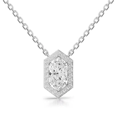 Diamond2deal 14k White Gold 1.5 Carat Marquise Cut Lab Grown Diamond Pendant Necklace 18" Vvs-vs In Metallic