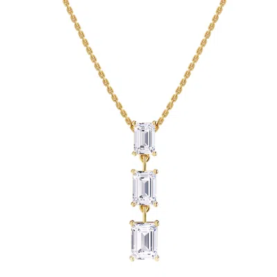 Diamond2deal 18k Vermeil Plated Silver 2.8 Ct Emerald Cut Lab Grown Diamond Pendant Drop Necklace 18 In Gold