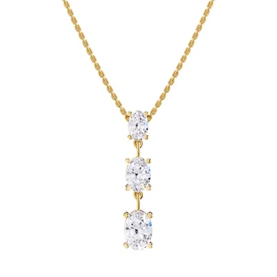 Diamond2deal 14k Yellow Gold 2.20 Ct Oval Cut Lab Grown Diamond Pendant Necklace 18" Chain Vvs-vs