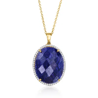 Ross-simons Sapphire And . White Topaz Pendant Necklace In 18kt Gold Over Sterling In Multi