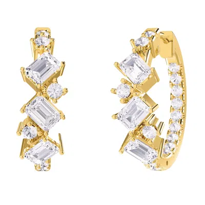 Diamond2deal 18k Vermeil Plated Silver 2.5 Ct Multi Shape Lab Grown Diamond Hoop Earrings Vvs-vs In Gold