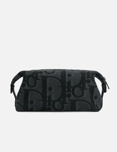 Dior Obilique Jacquard Toiletry Bag In Black