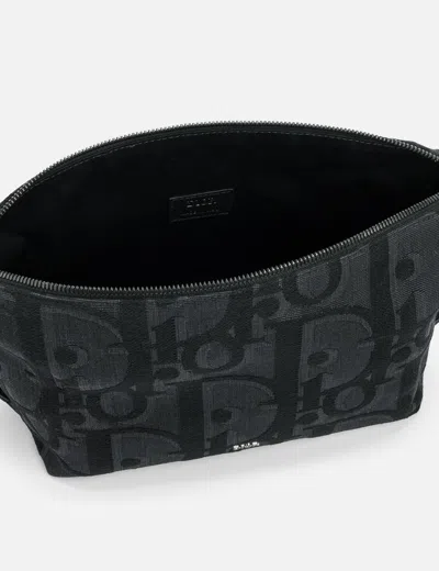 Dior Obilique Jacquard Toiletry Bag In Black