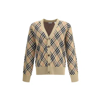 Burberry Check Pattern Wool Cardigan In Multi
