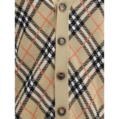 Burberry Check Pattern Wool Cardigan In Multi
