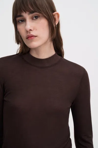 Filippa K Knitwear Crewneck Long Sleeve Mock Neck In Brown