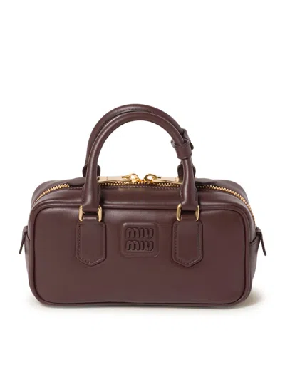 Miu Miu Soft Padded Shoulder Bag And Handles In Brown
