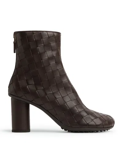 Bottega Veneta Atomic 75 Intrecciato Leather Ankle Boots In Black