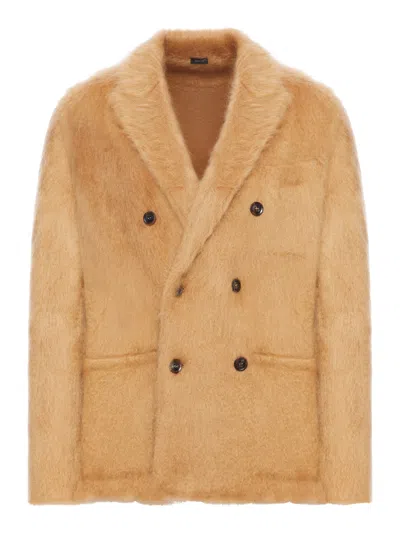 Tom Ford Double-breasted Cashmere And Mohair Jacket In Brown