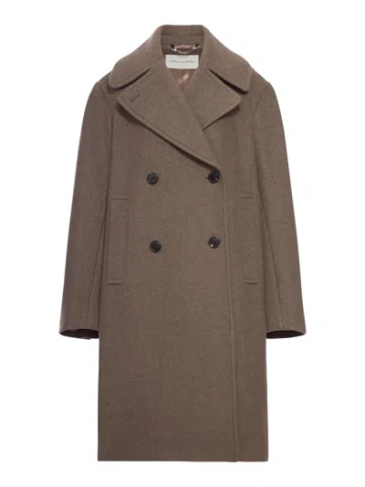 Dries Van Noten Brown Wool Blend Double-breasted Coat In Brown