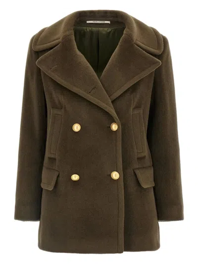 Tagliatore Double-breasted Wool Short Coat In Green