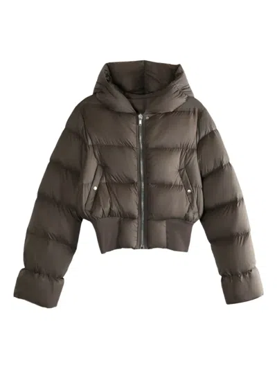 Rick Owens Hooded Puffer Jacket In Brown