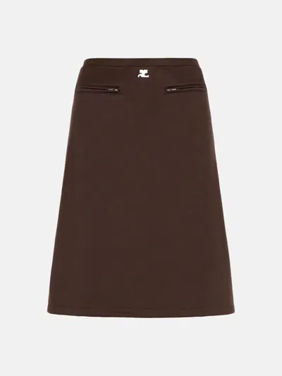 Courrèges Interlock A-line Track Midi Skirt In Brown