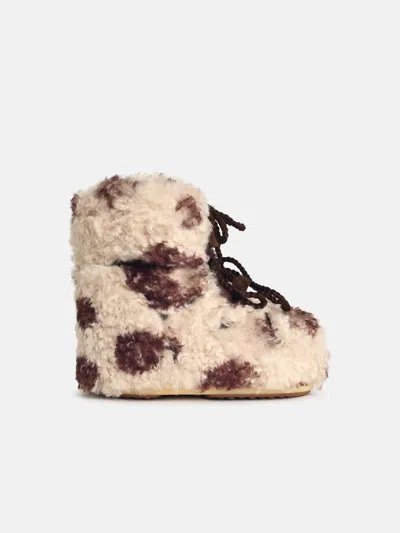 Moonboot Two-tone Faux Fur Boot In Brown