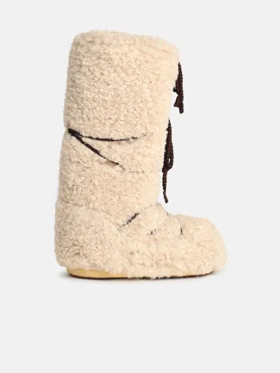 Moonboot Ecru Faux Fur Boot In White