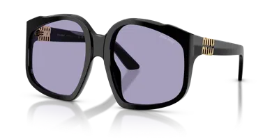 Miu Miu Womens Black Mu A07s Irregular-frame Acetate Sunglasses In Black